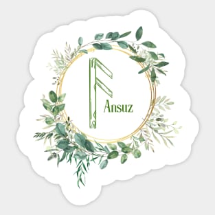 Ansuz Rune Nordic Futhark Flower Wreath Runic Sticker